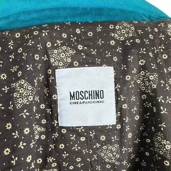 MOSCHINO Cheap and Chic Teal Cropped Short Sleeve Jacket Women's Size 4 - Picture 9 of 14